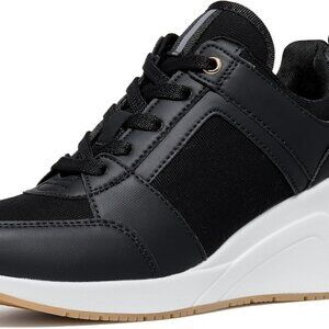 Wedge Sneakers Women Canvas NonSlip Rubber Sole High Heels Casual Shoes